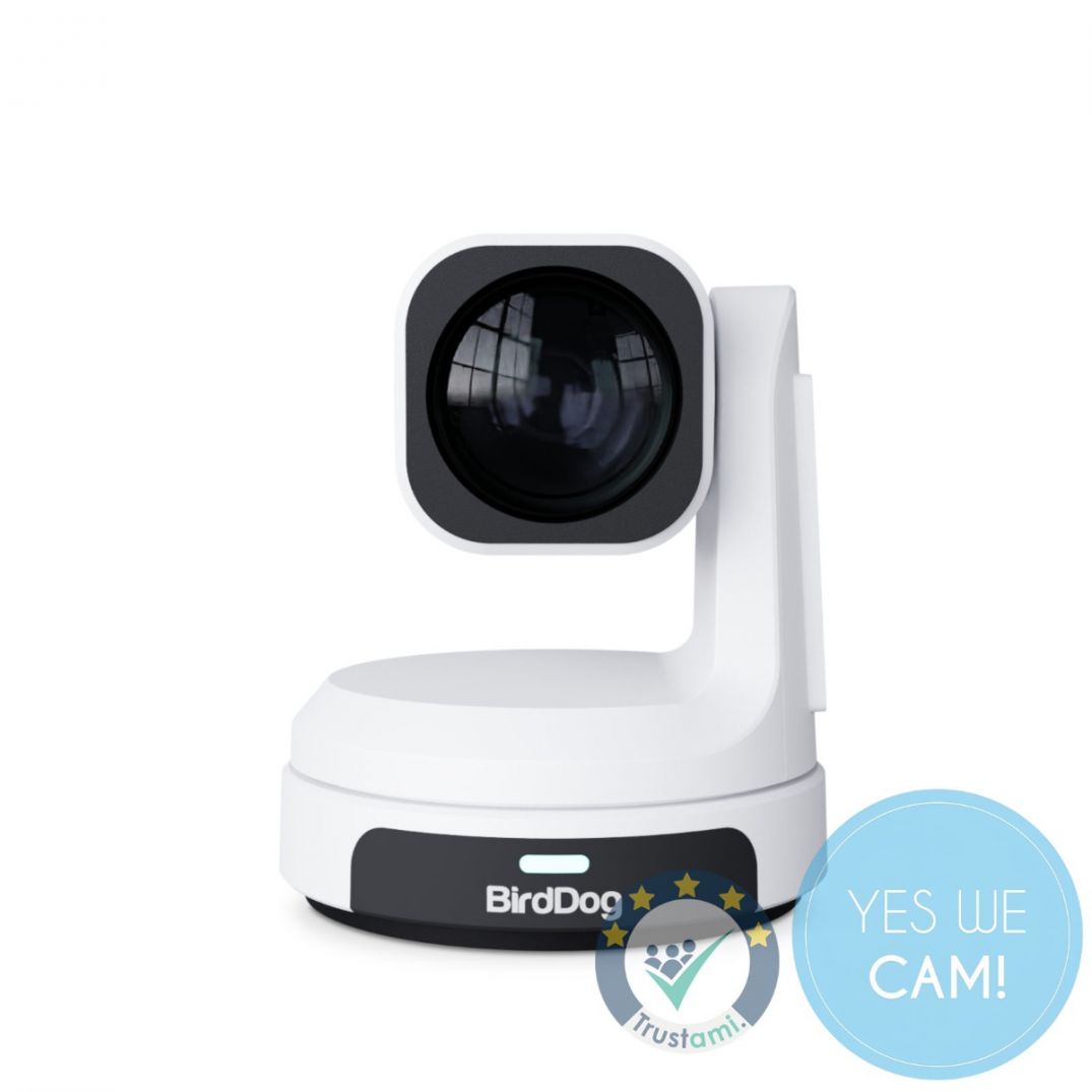 BirdDog Max White Kamera frontalansicht im Studio