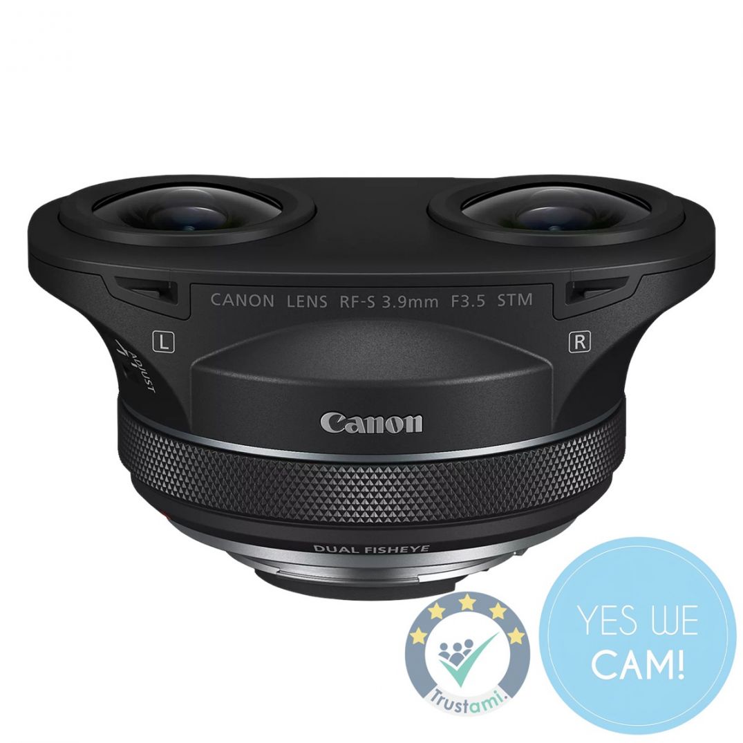 Kompaktes Dual-Fisheye-Objektiv für Canon EOS R APS-C Kameras zur Erstellung realistischer 3D-VR-Inhalte.