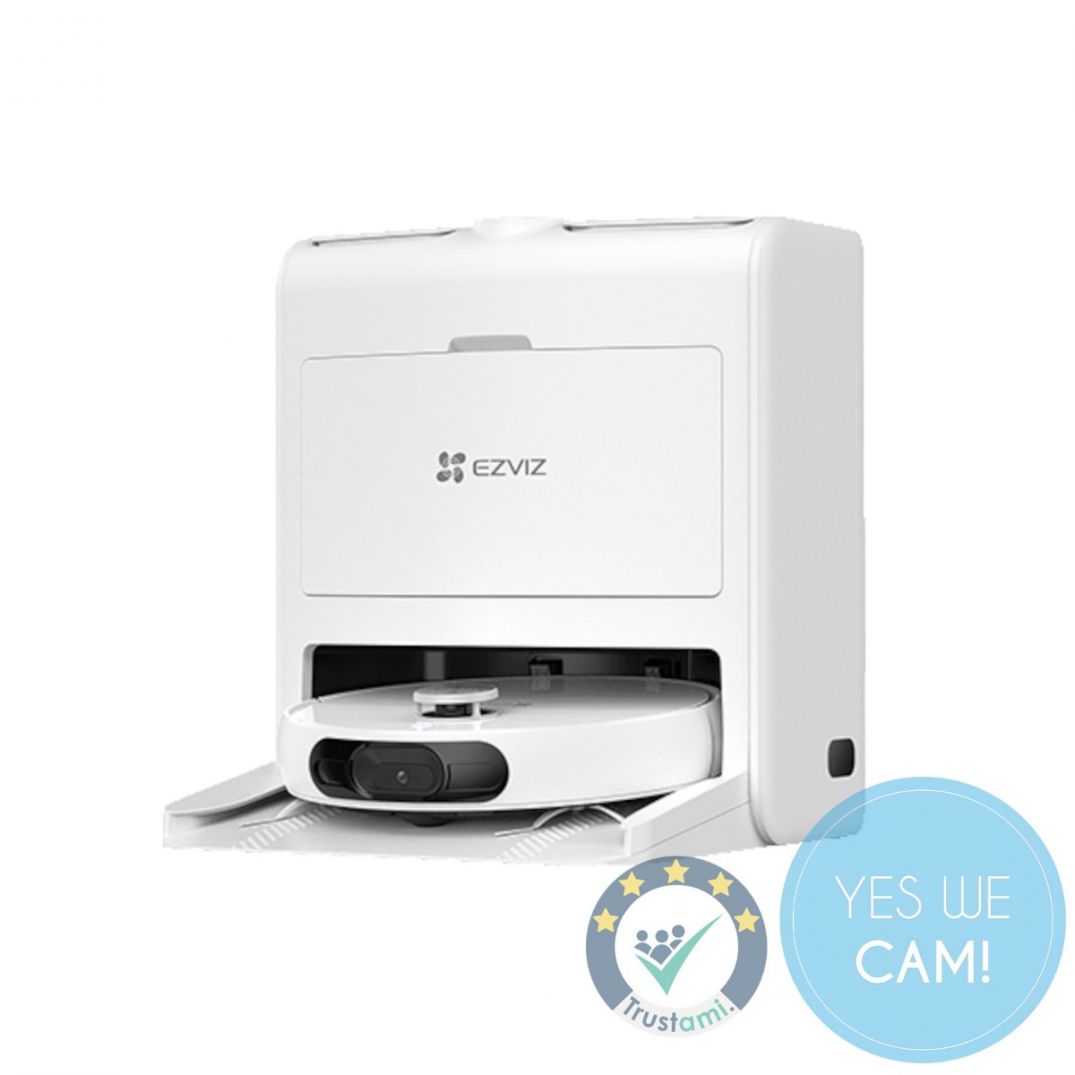 EZVIZ RS2 Staubsaug- und Wischroboter in der Vorderansicht auf Hartboden