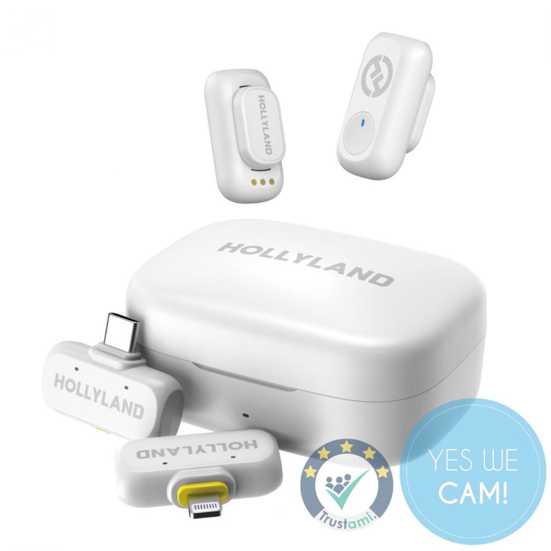 Hollyland LARK A1 Combo Ivory White Wireless Microphone, Funkmikrofon-Kit