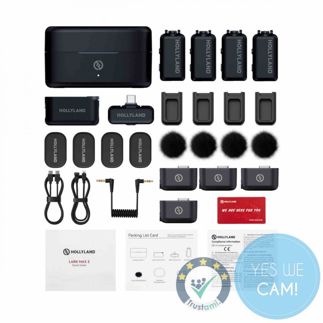 Hollyland LARK MAX 2 Combo 4-Person Version Wireless Microphone, kabelloses Funkmikrofon