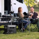 Anker F2600 Powerstation powering coffee maker and gear during a vanlife outdoor picnic setup