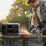 Anker Solix C1000X GEN 2 betreibt eine Kreissäge und weitere Werkzeuge im Garten oder in der Werkstatt