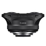 Canon EOS R Kamera mit montiertem stereoskopischem Objektiv in einem VR-Aufnahmesetup.