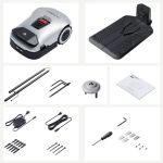 ANTHBOT Genie 1000 bei der Maeharbeit in einer strukturierten Rasenflaeche