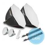 Walimex Pro LED 60W Octagon Ø65cm Bi Color Kit 2 LED Dauerlicht