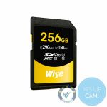Wise 256 GB SDXC UHS-II V60 Speicherkarte mit V60-Logo für professionelle Aufnahmen