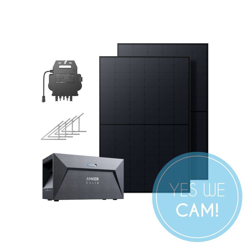Anker SOLIX Balkonkraftwerk mit Speicher 820W PV, 1600Wh und Bodenhalterung Set