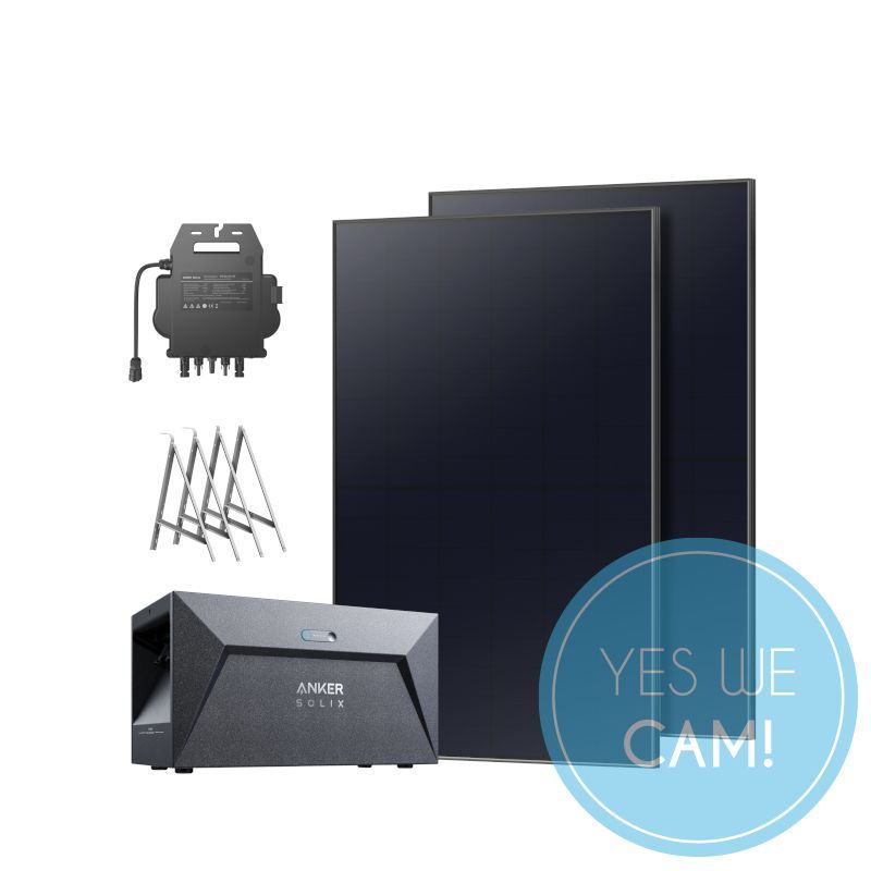 Anker SOLIX Balkonkraftwerk mit Speicher 890W IBC Modul PV, 1600 Wh und Balkonhalterungen Solarenergie