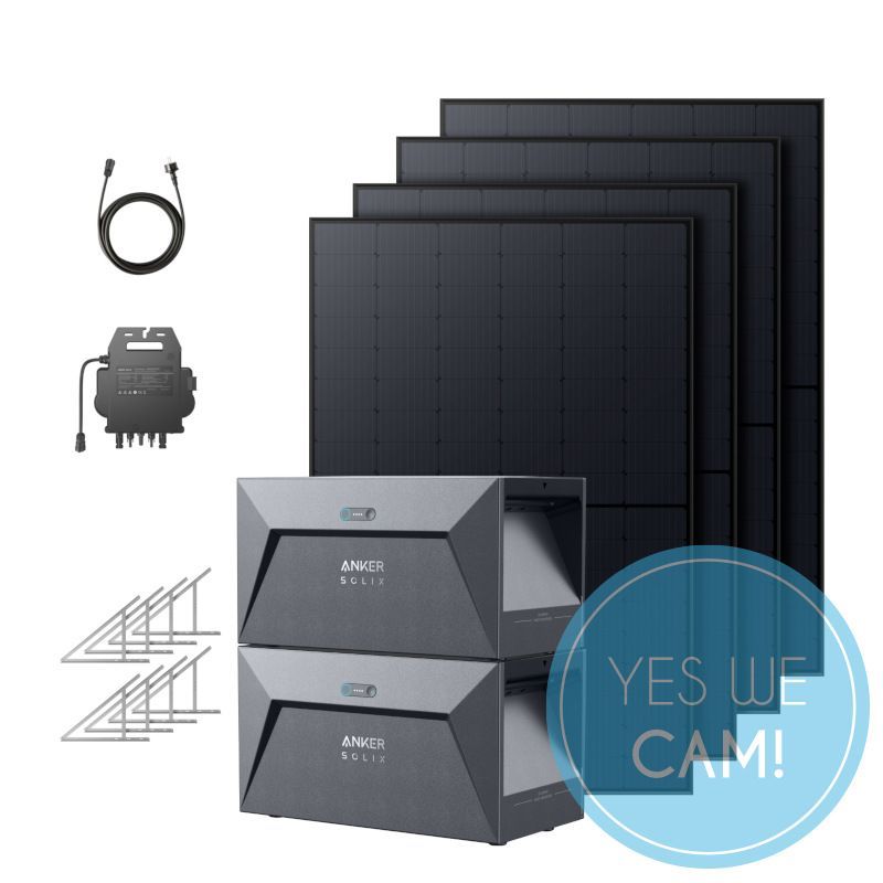 Anker SOLIX Solarbank Dual-System mit Bodenhalterungen 2160W, 3200Wh Energieversorgung