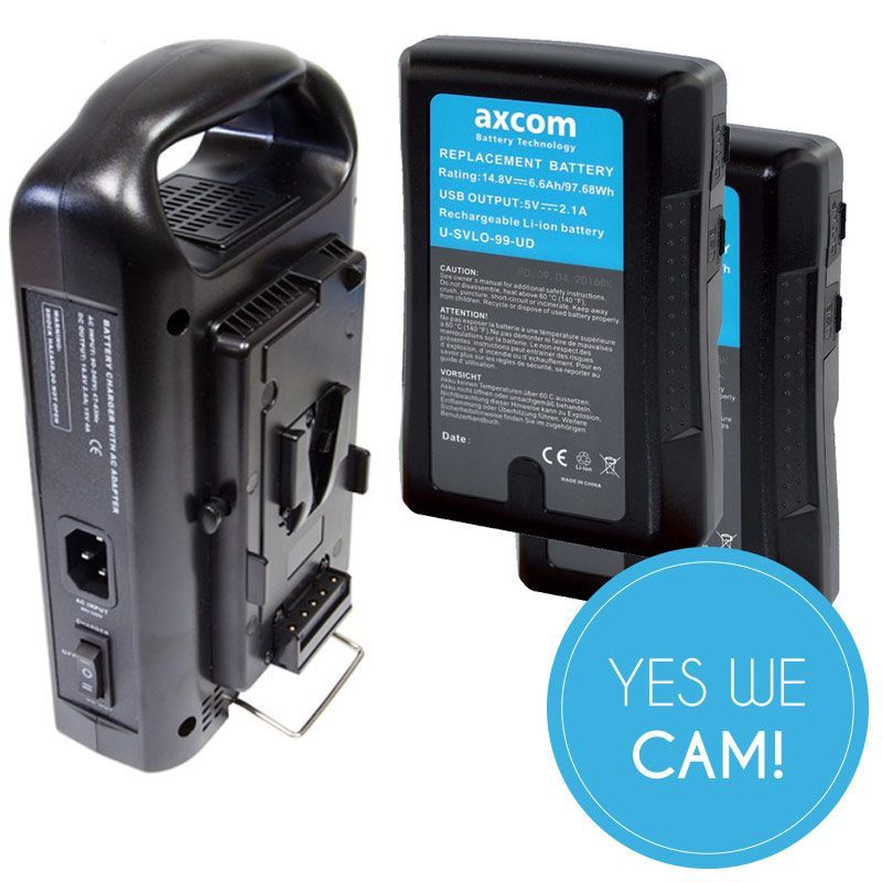 Axcom V-Mount Ladegerät + 2 U-SVLO-99 Akkus - Bundle